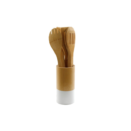 Six Piece Wooden Utensils with Round Holder S-KG2092