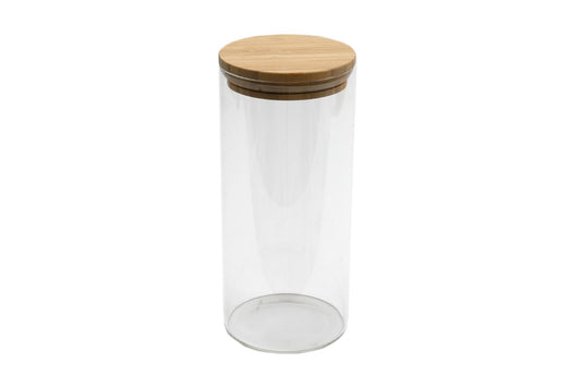 Glass Jar With Bamboo Lid 21cm S-KG3007