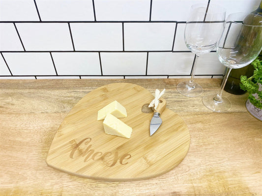 Heart Shaped Cheese Board with Knife S-KG3015