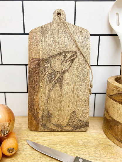 Salmon Engraved Wooden Cheese Board S-KG3041