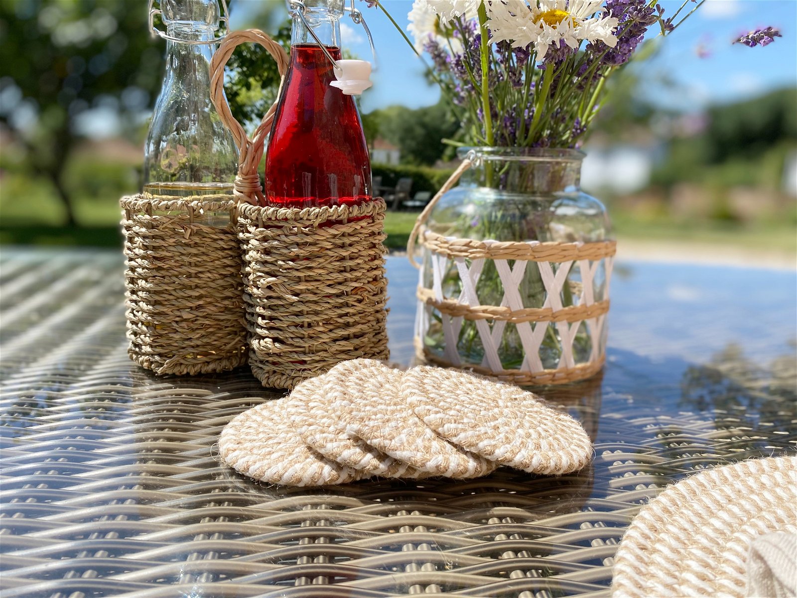 Set of Four Stripey Woven Coasters S-KG3061