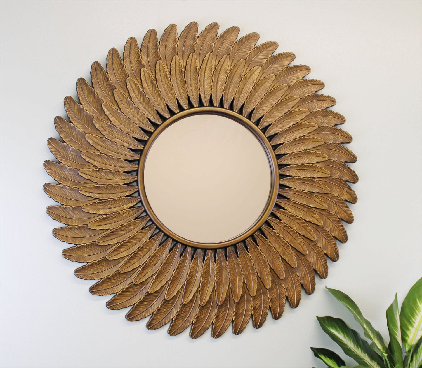 Bronze Effect Feather Frame Mirror S-MI0858