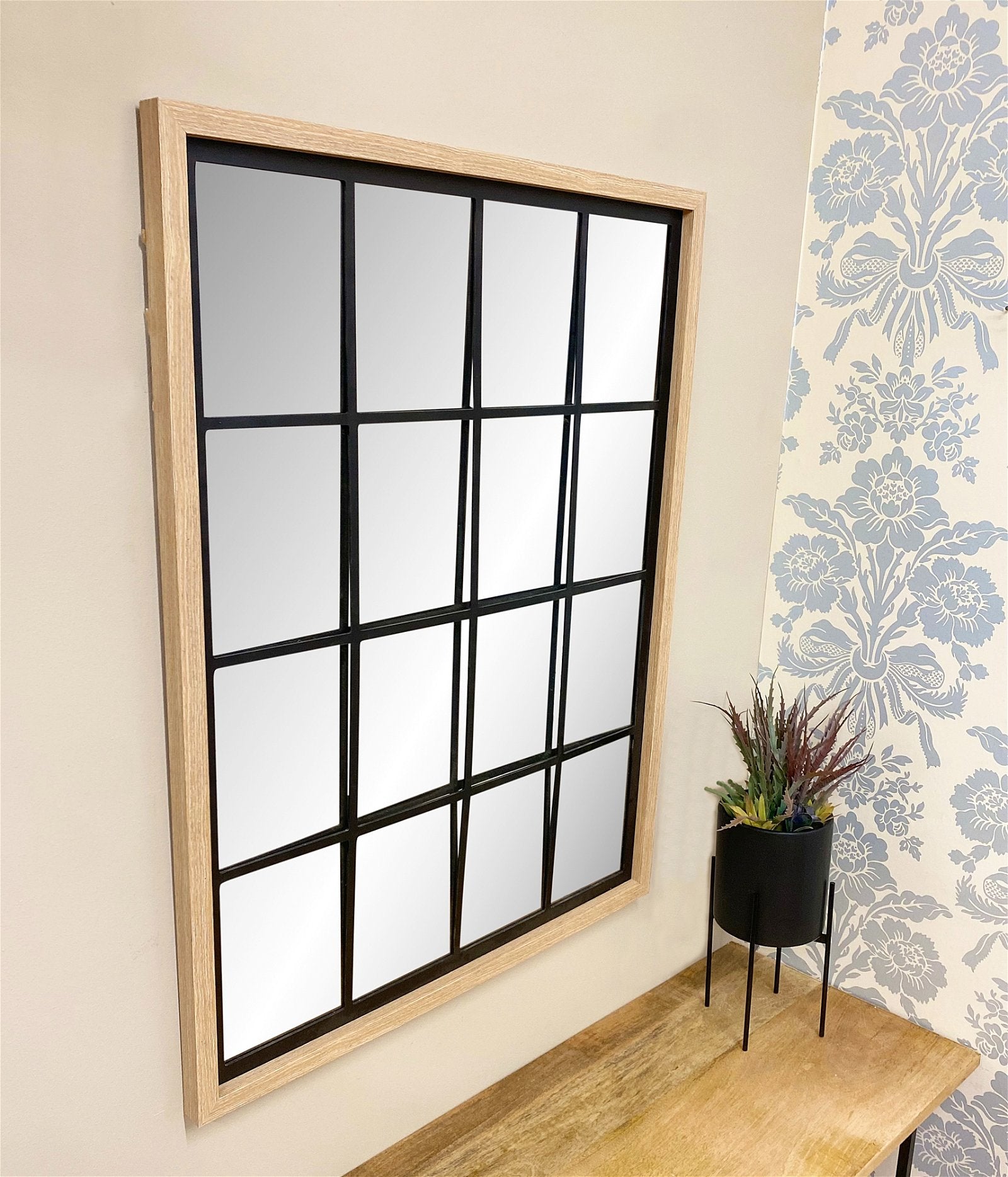 Natural Wood Effect Window Mirror 80cm S-MI0888