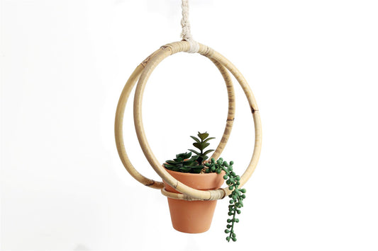 Faux Succulent In Bamboo Hanger S-NI1072