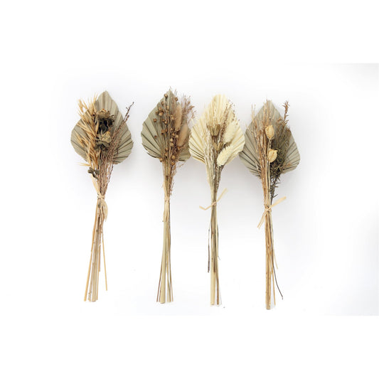 Set of Four Bouquets of Dried Grasses with Palm Spear S-NI1090