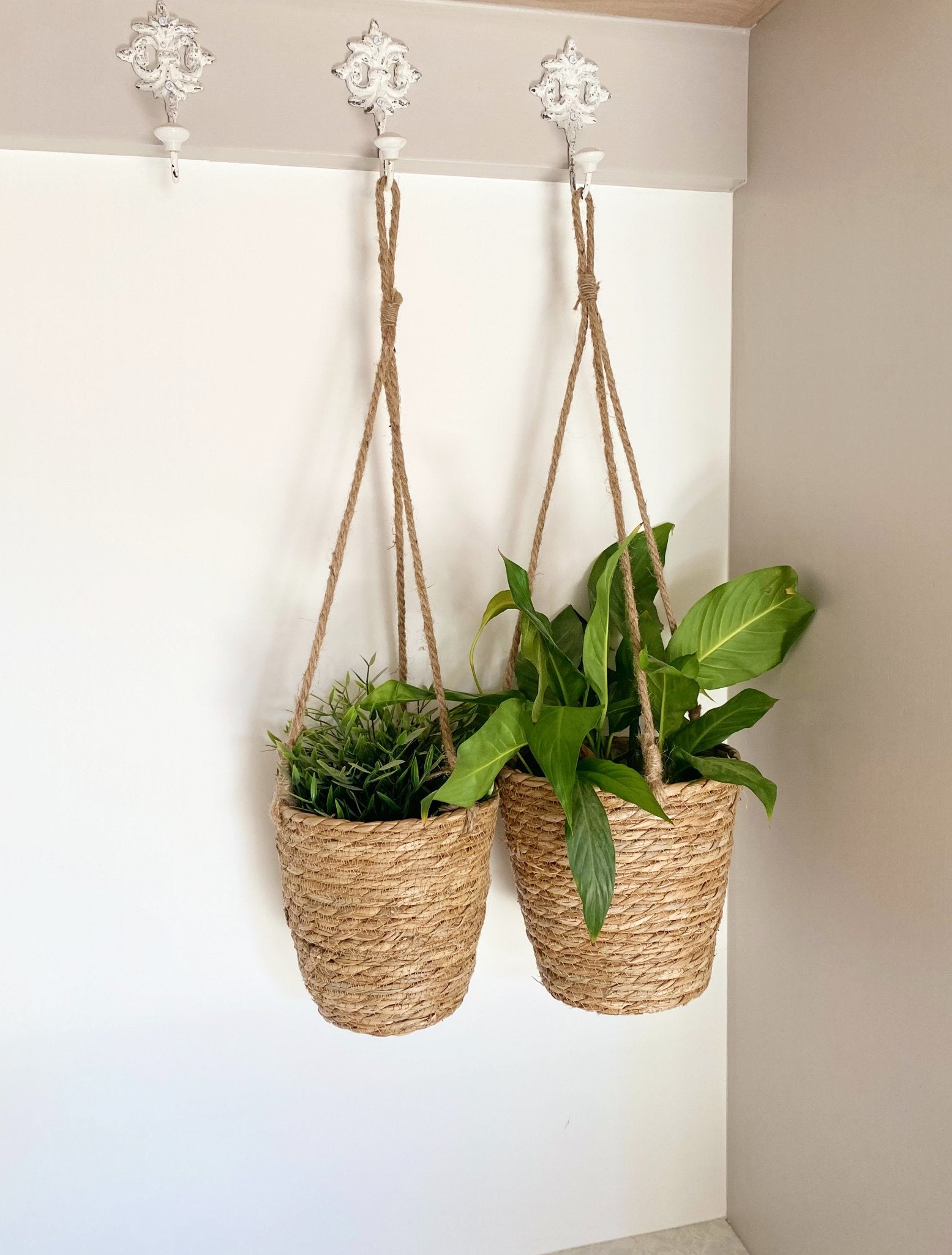 Set of Two Rush Grass Hanging Planters S-NI8979