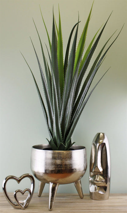 Silver Metal Planter/Bowl With Feet, 27cm S-OR1221