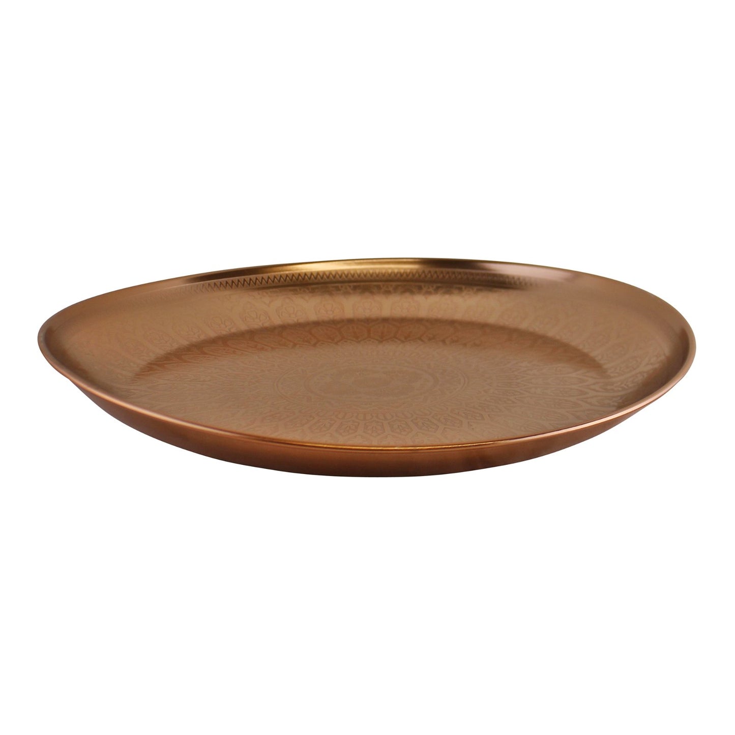 Decorative Copper Metal Tray With Etched Design S-OR1517