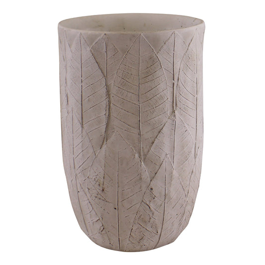 Cement Embossed Leaf Vase, 21.5cm S-OR1618