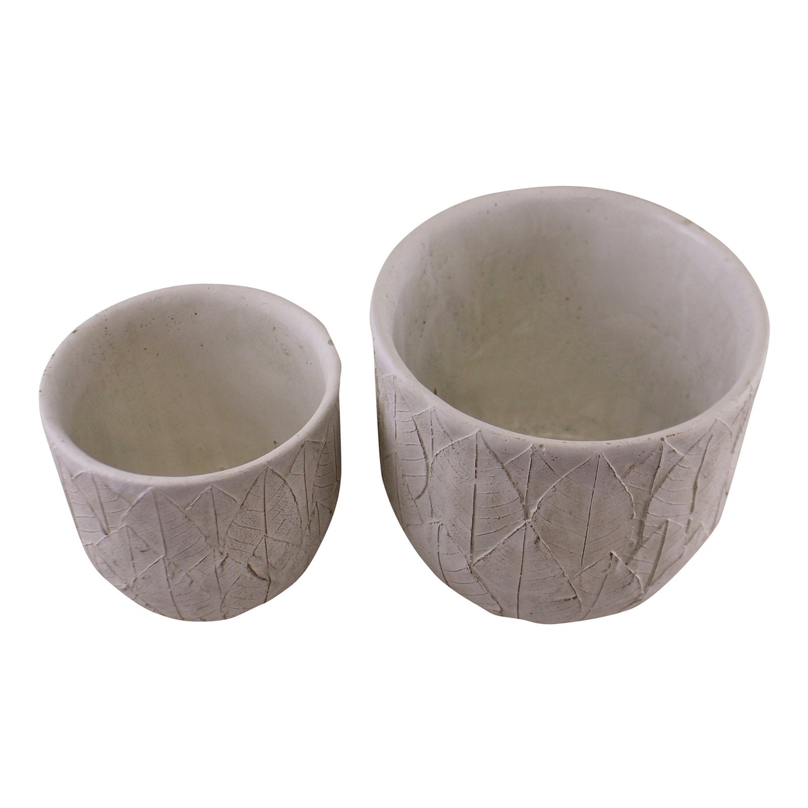 Set of 2 Cement Embossed Leaf Planters S-OR1622