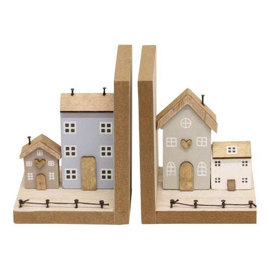 Pair of Bookends, Wooden Houses Design S-OR1689