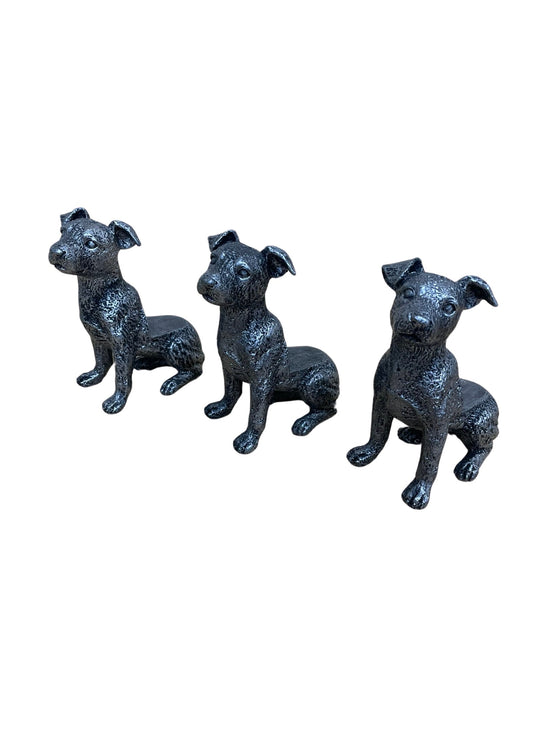 Set Of Silver Jack Russell Dog Pot Risers S-OR2086