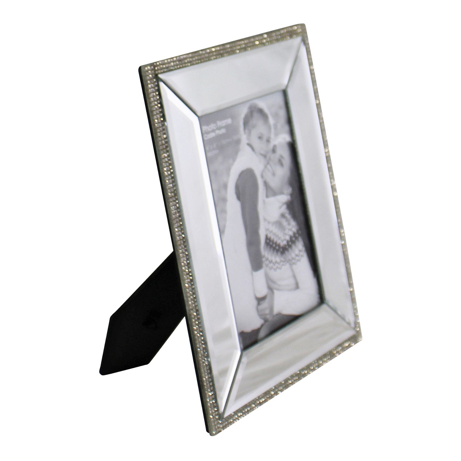 4 x 6 Mirrored Freestanding Photo Frame With Crystal Detail S-PH2145