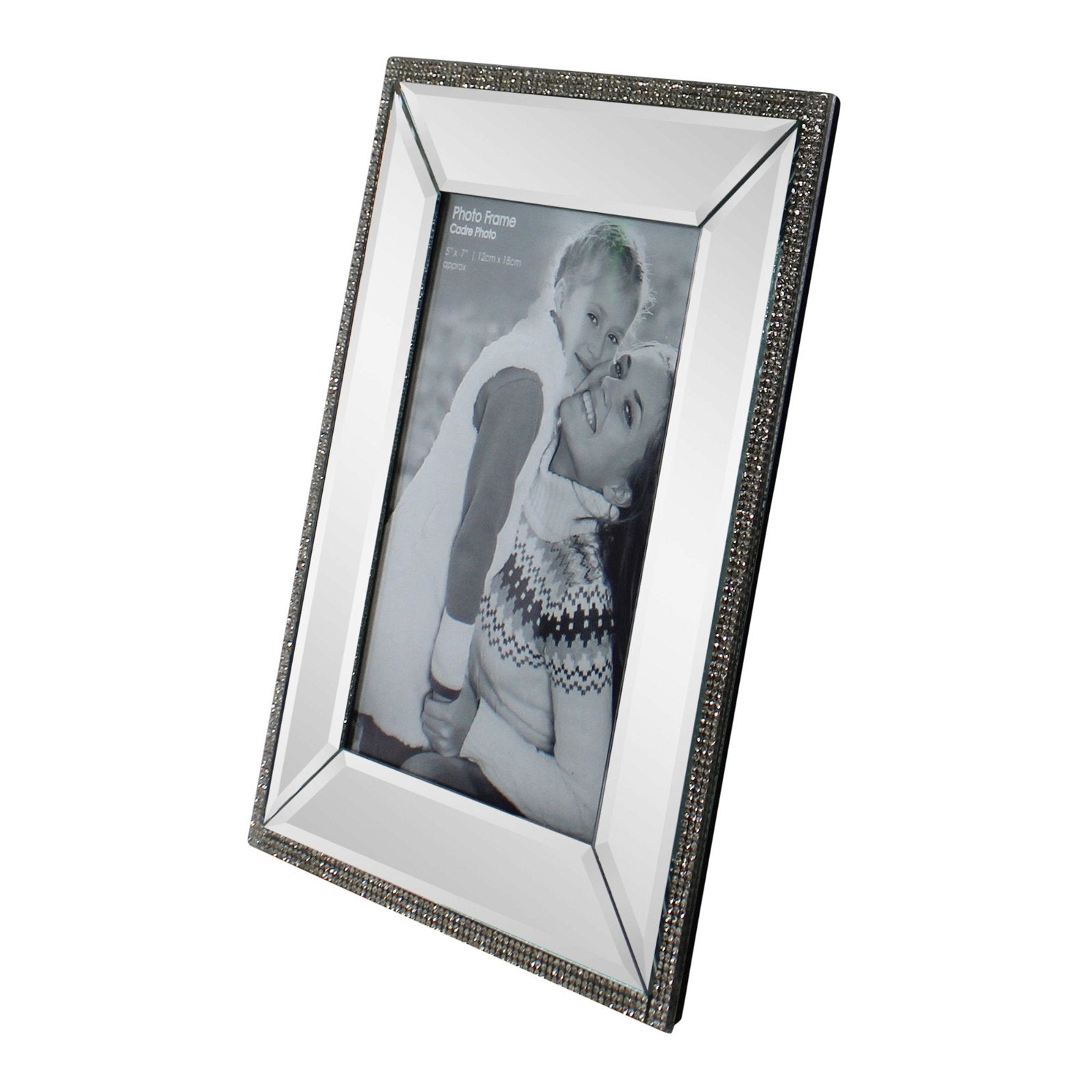 5 x 7 Mirrored Freestanding Photo Frame With Crystal Detail S-PH2146