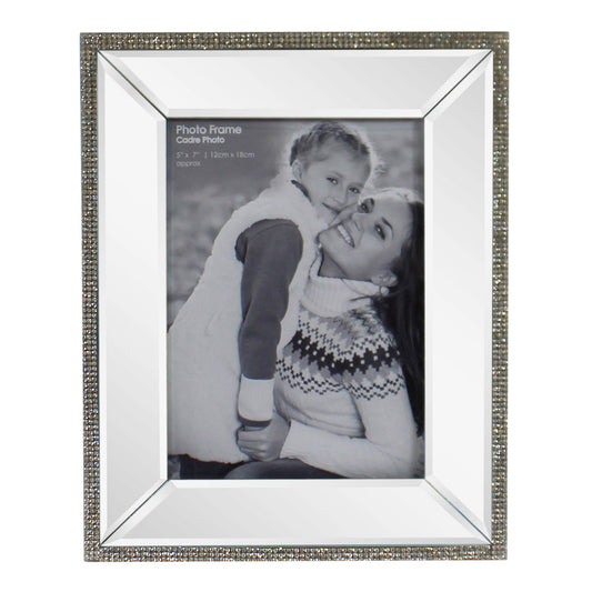 5 x 7 Mirrored Freestanding Photo Frame With Crystal Detail S-PH2146