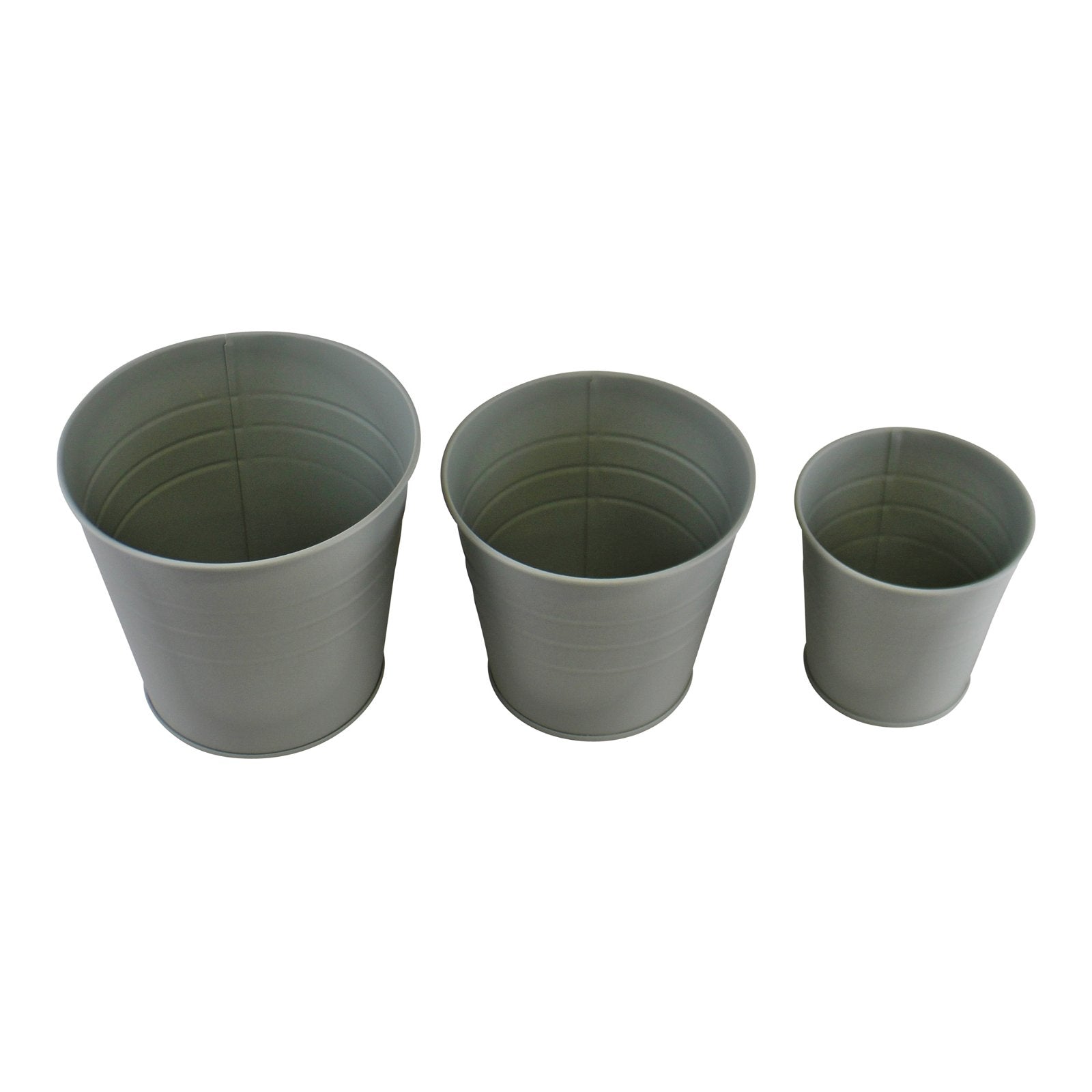 Set of 3 Round Metal Planters, Green S-PS0086-A