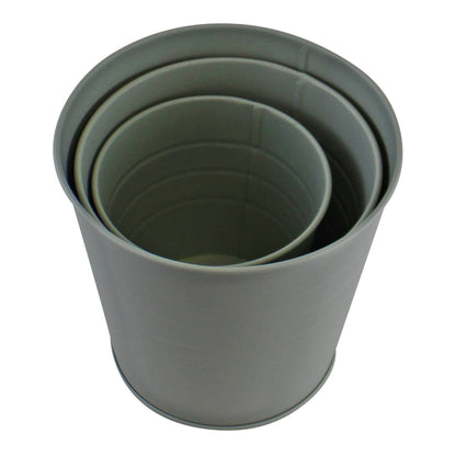 Set of 3 Round Metal Planters, Green S-PS0086-A