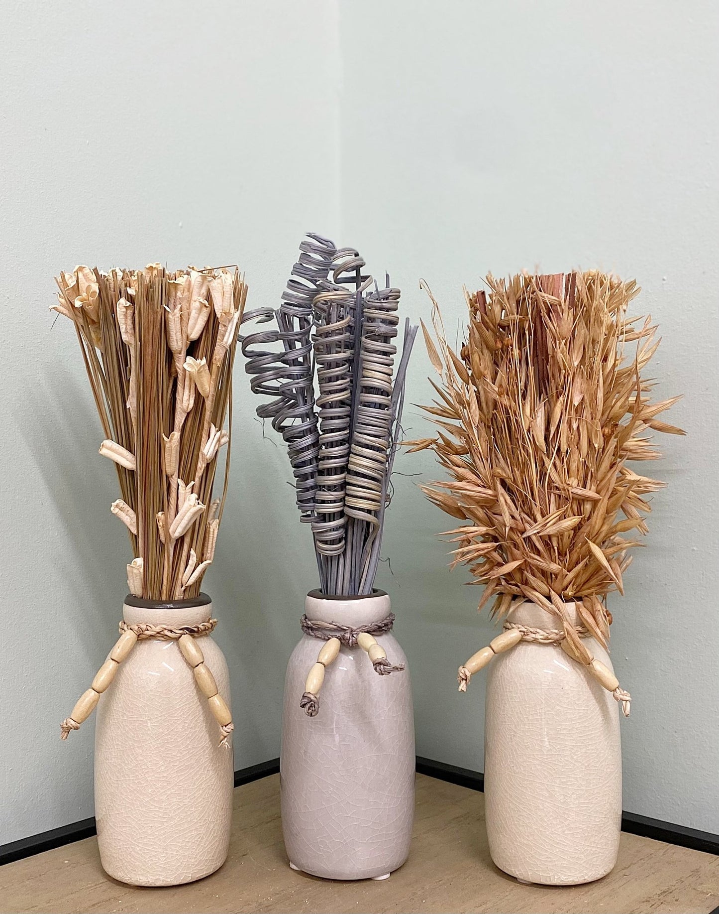 Set Of Three Dried Deco In Vases S-SR0072