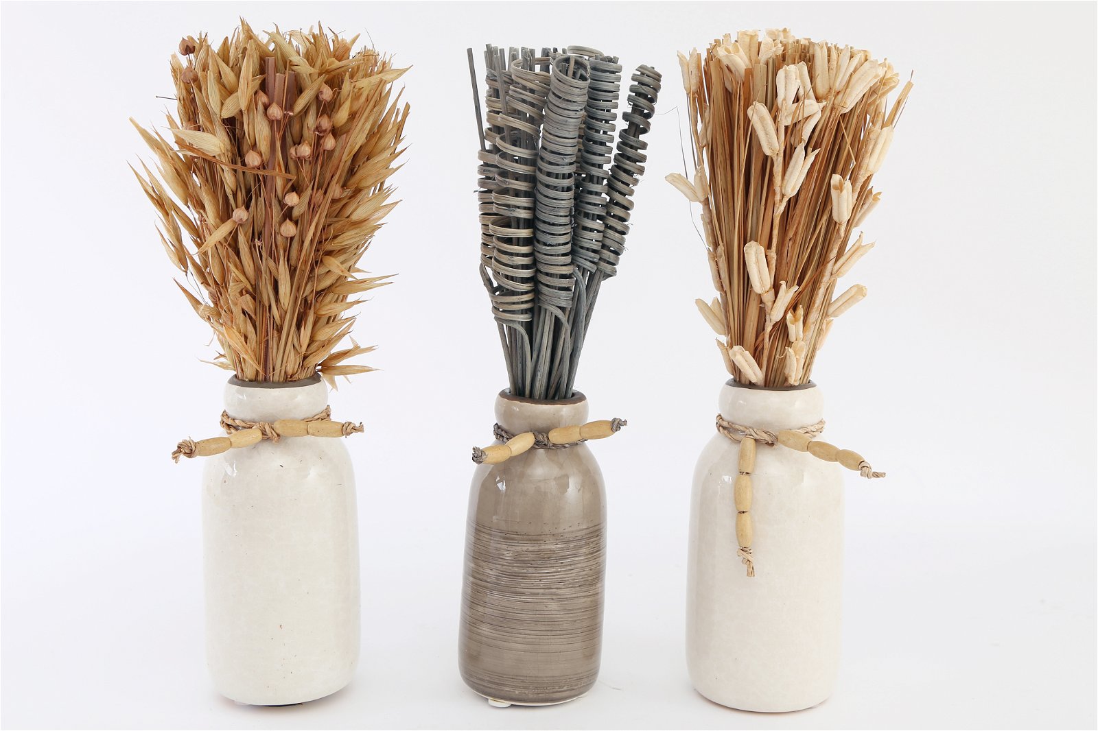 Set Of Three Dried Deco In Vases S-SR0072