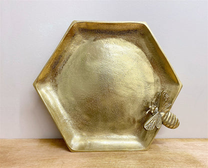 Large Gold Honeycomb Bee Tray S-TJBE101