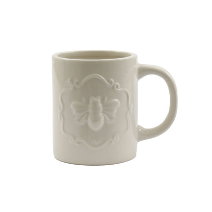 Cream Ceramic Embossed Bee Mug S-TJBE35