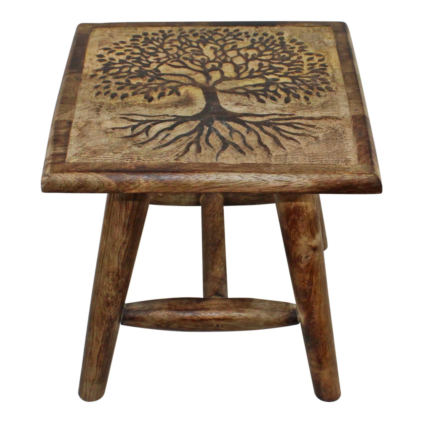 Tree of Life Hand Carved Stool, 25cm S-TL0024