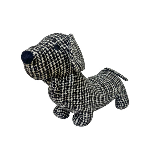 Grey Herringbone Fabric Sausage Dog Doorstop S-TX0931-G