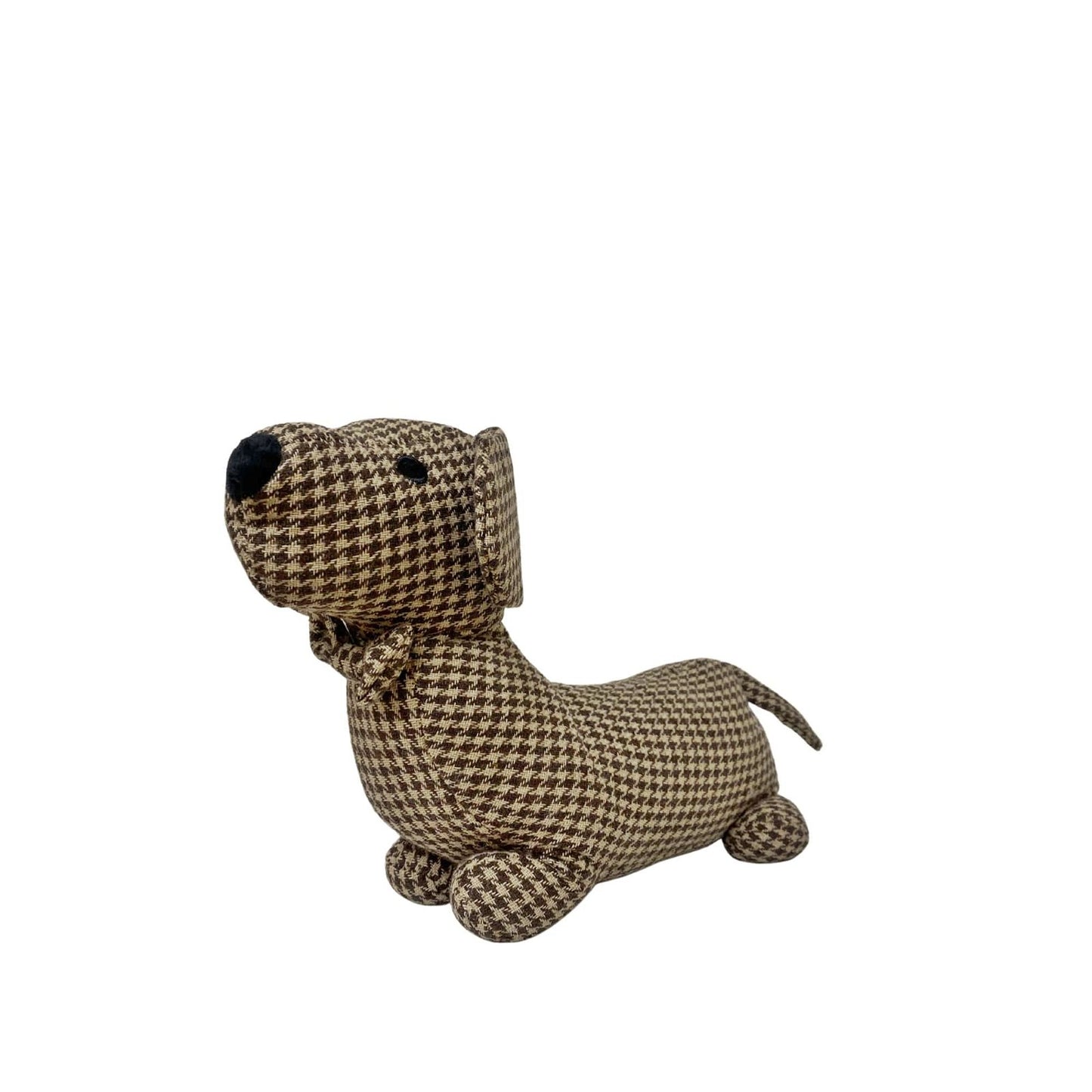 Brown Herringbone Fabric Sausage Dog Doorstop S-TX0931-B