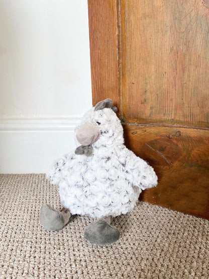 Curled Fur Fabric Grey Chicken Doorstop S-TX1265-G