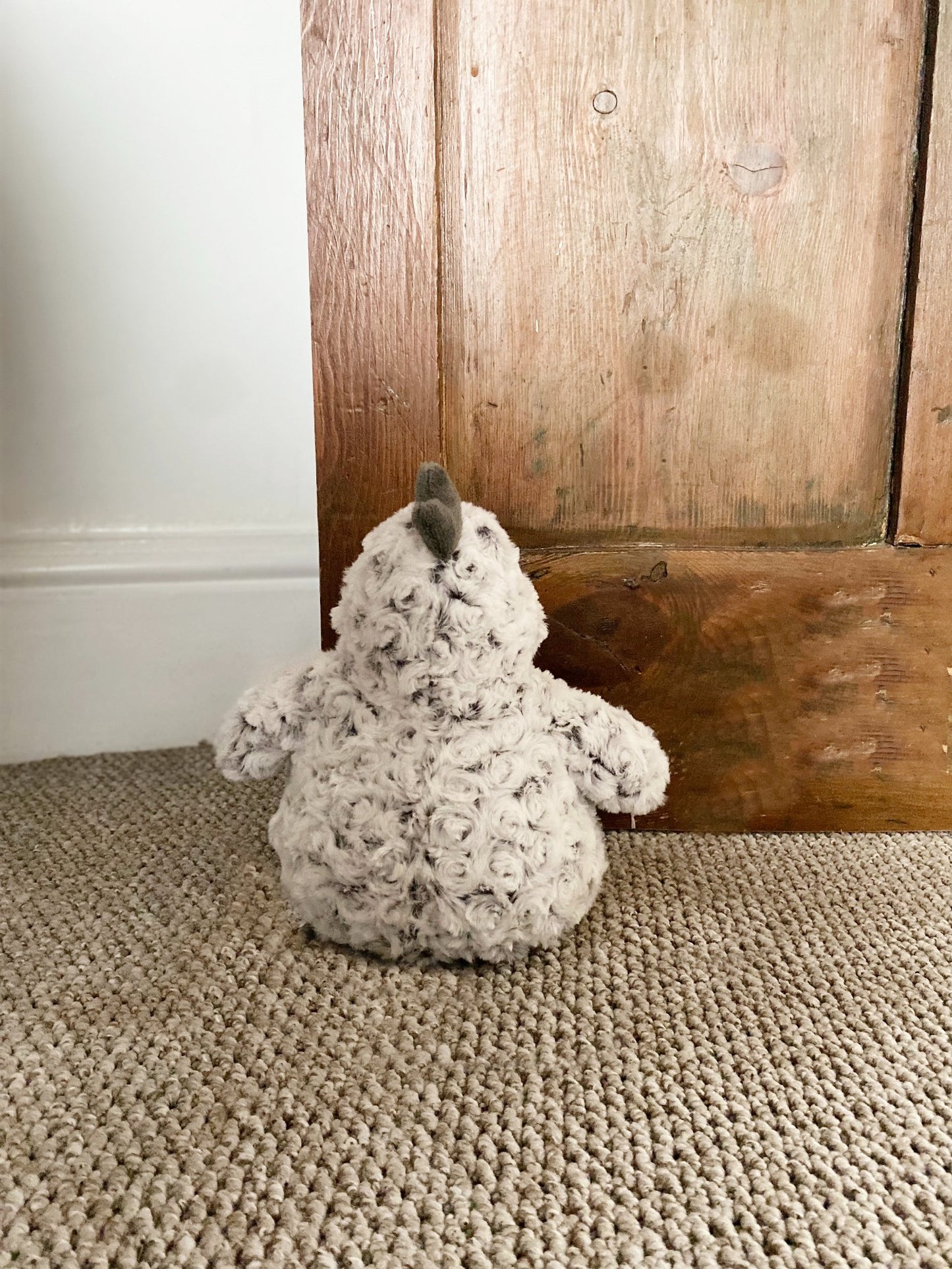 Curled Fur Fabric Grey Chicken Doorstop S-TX1265-G