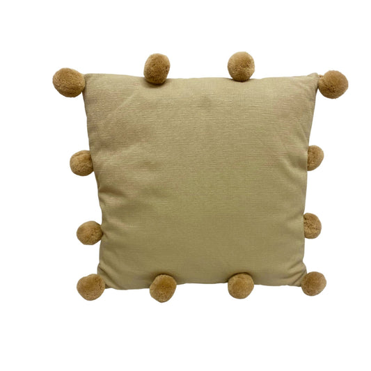 Beige Square Pompom Cushion S-TX1348-B