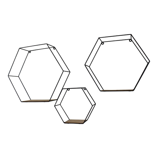 Set Of 3 Hexagonal Wall Shelves S-WF2103