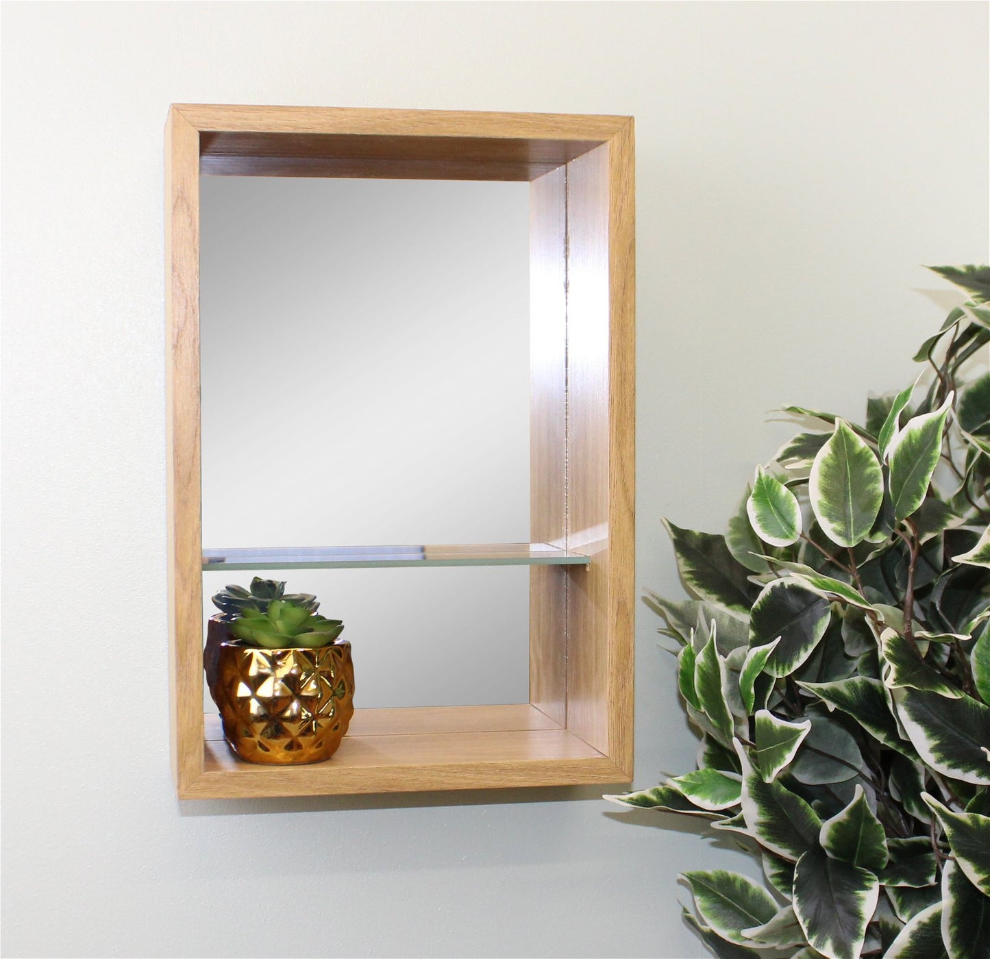 Small Veneered Mirror Shelf Unit, 31x21cm S-WF2132