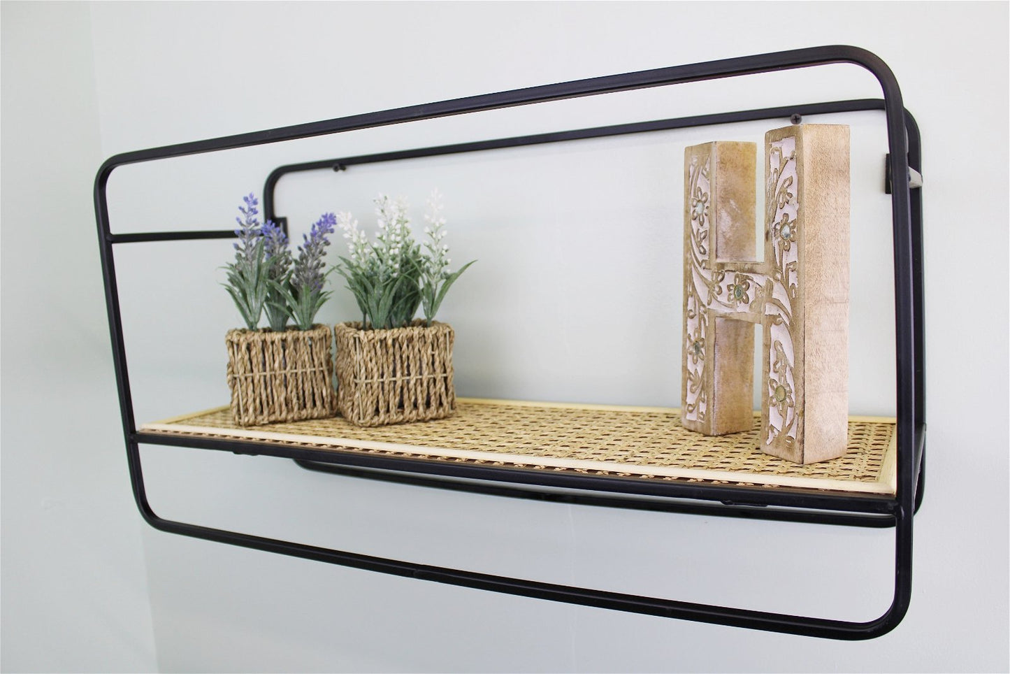 Large Wall Hanging Shelf Unit in Metal Weave Effect S-WF2392