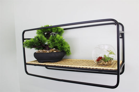 Small Wall Hanging Shelf Unit in Metal Weave Effect S-WF2393