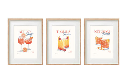 Set of Three Cocktail Recipe Wall Art in Frames S-WP2324