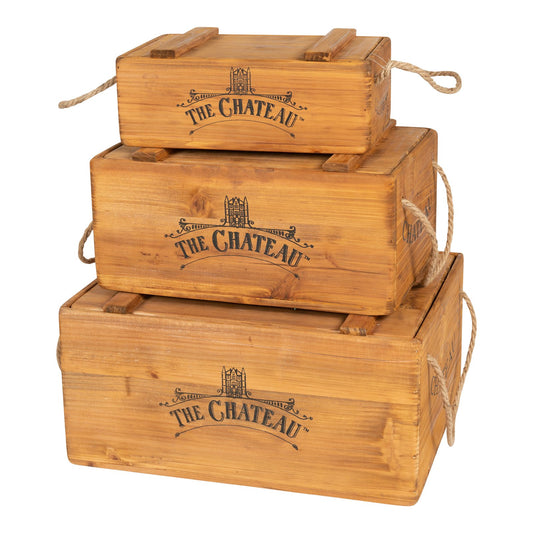 Set Of 3 The Chateau Rustic Vintage Crates S-SG0284