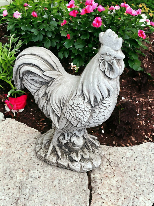 Stone Effect White Cockerel Statue SK038