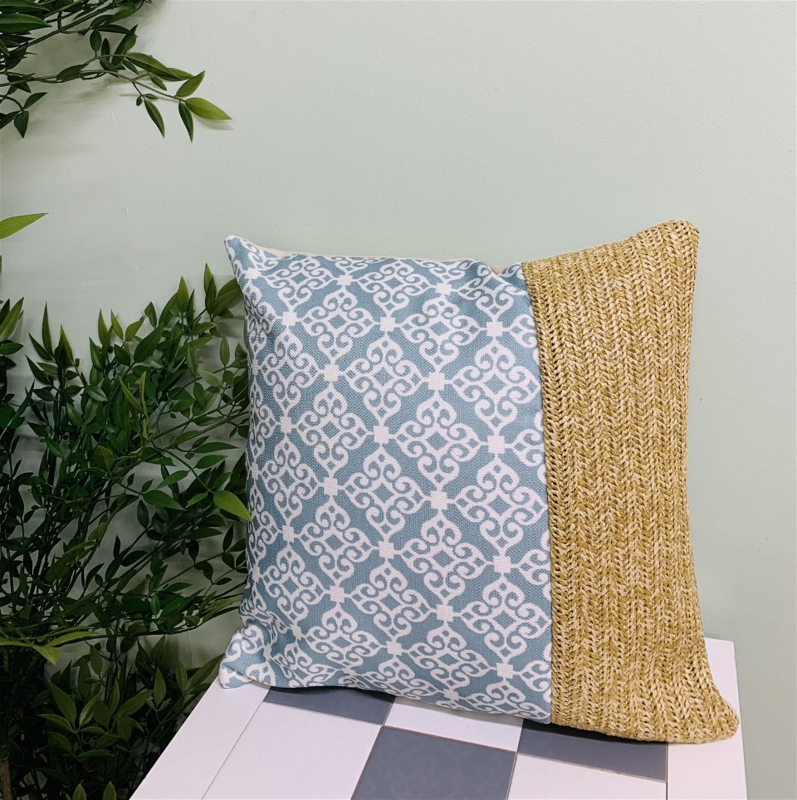 Serenity Print Square Cushion Grey S-SR0067-G