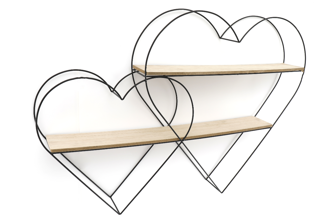 Double Heart Wall Shelf 83cm S-SY0028