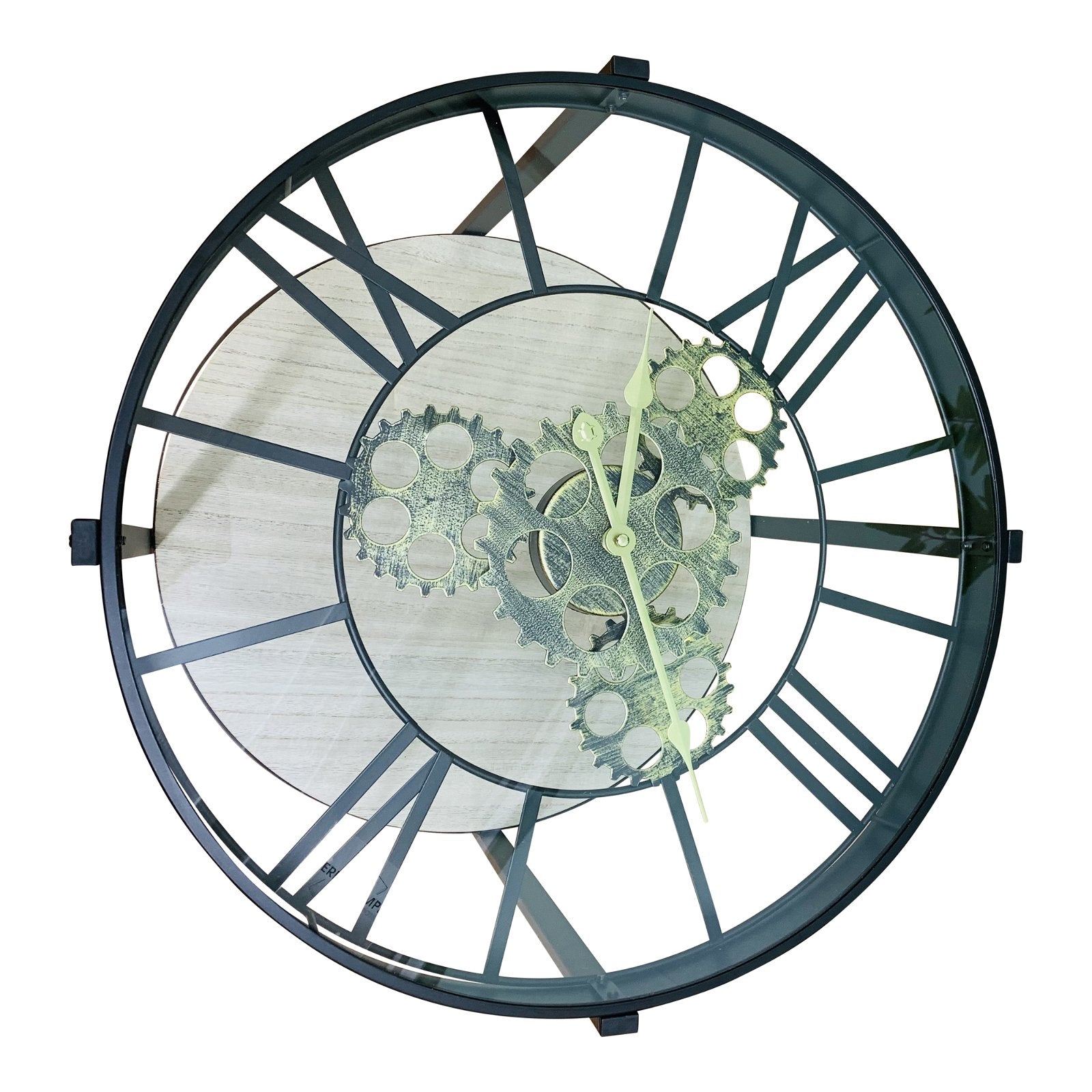 Black Metal Glass Topped Clock Table S-WF2310