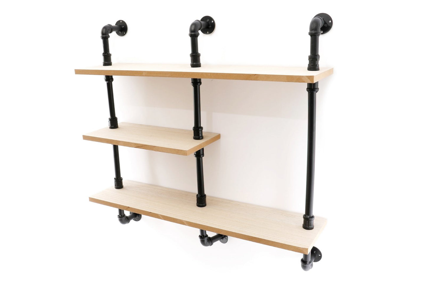 Black Pipe & Wooden Shelves 70.5cm S-WF2512