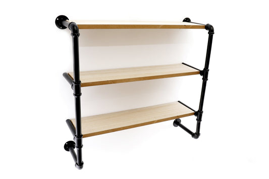 Black Pipe & Wooden Shelves 58cm S-WF2513