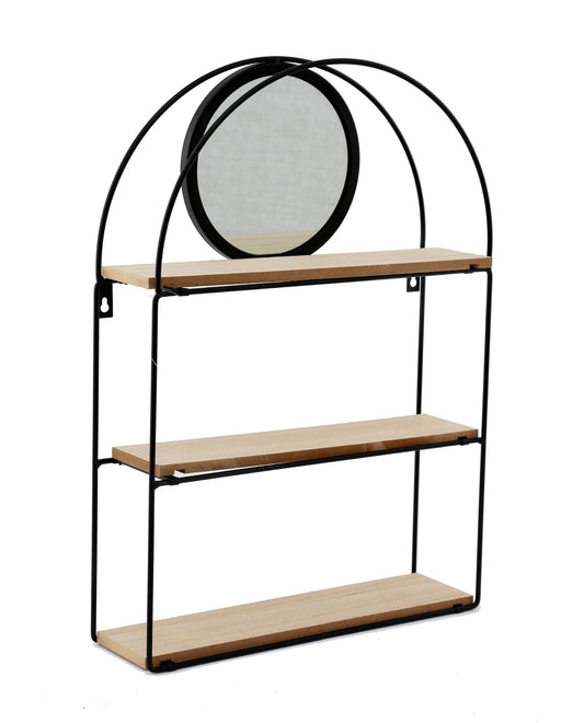 Black Metal 3 Shelves with Mirror S-WF2521