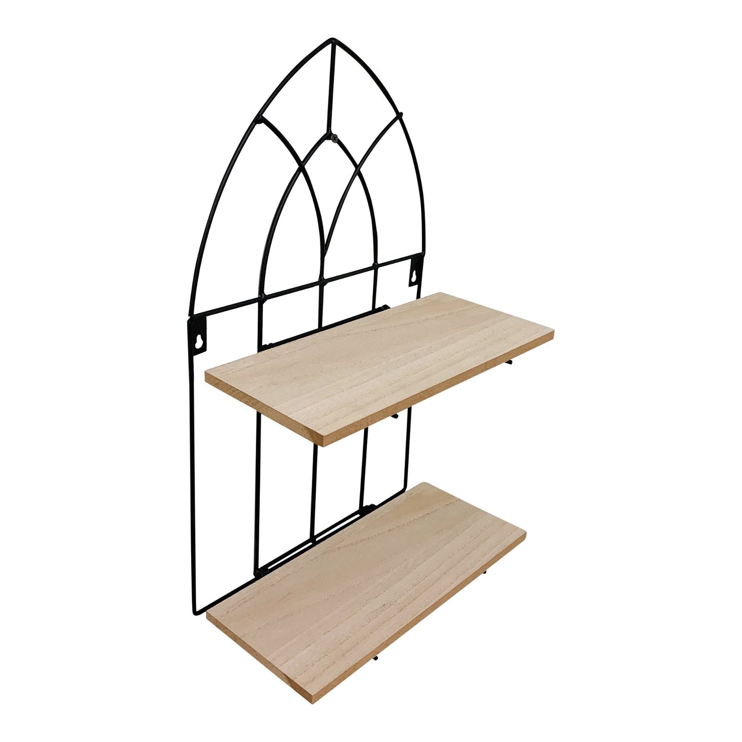 Black Metal Arch with 2 Wooden Shelves S-WF2523