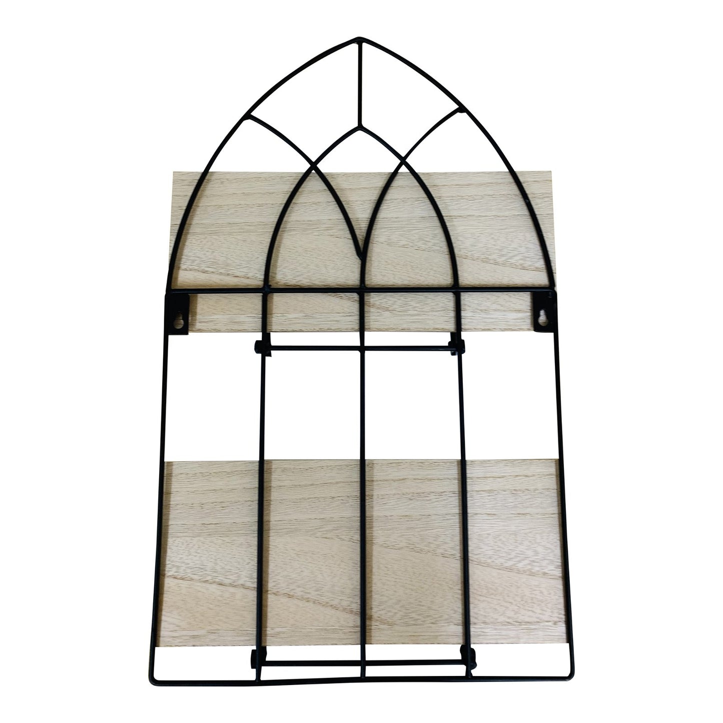 Black Metal Arch with 2 Wooden Shelves S-WF2523