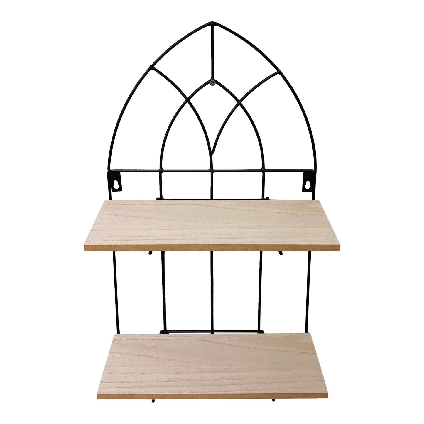 Black Metal Arch with 2 Wooden Shelves S-WF2523