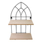 Black Metal Arch with 2 Wooden Shelves S-WF2523