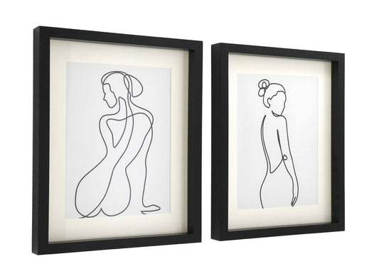 Set of 2 Black Framed Prints of Silhouettes S-WO0005