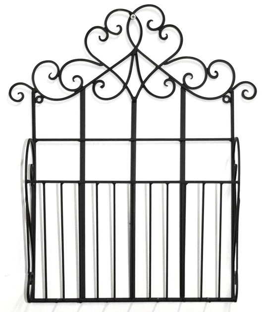 Black Scroll Wall Hanging Single Section Magazine Rack YF1065